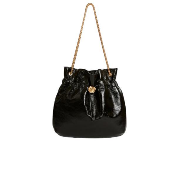 MassagoPro Elegant Black Drawstring Shoulder Bag